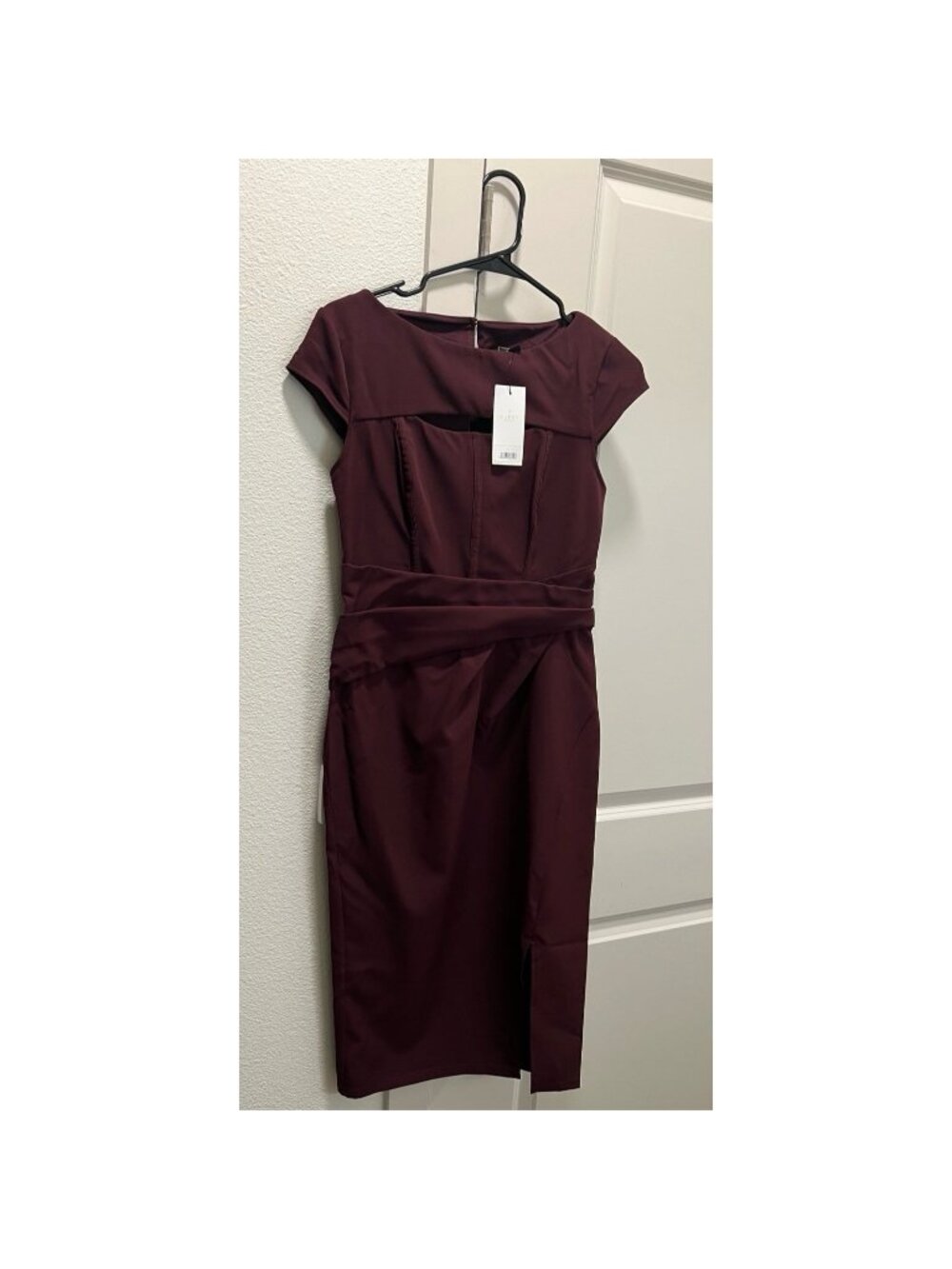 Lipsey Corset-Style Cut Out Midi Dress Burgundy Size 6 – Elegant Party / Evening